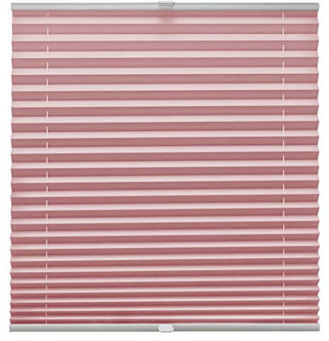 Plissee auf Maß Klemmfix für alle Fenster Montage über Klemmträger bis 27mm Faltrollo Blickdicht Sonnenschutzrollo Fenster-rollo Rosa Breite: 41-50 cm, Höhe: 101-150 cm