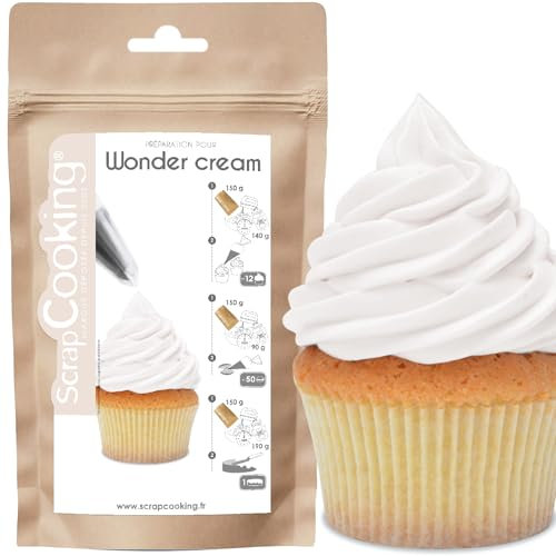 ScrapCooking - Pot Wonder Cream Blanche Goût Vanillé 150g - Préparation en Poudre Glaçage Aérien - Crème à Dresser Facile & Rapide - Pâtisserie pour Gâteaux, Cupcakes, Macarons - Blanc - 4620