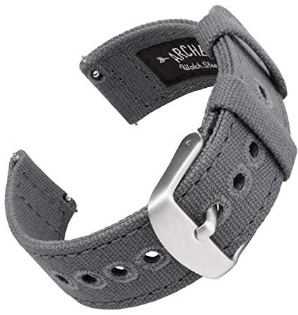 Archer Watch Straps - Canvas Uhrenarmbänder mit Schnellverschluss (Schiefergrau, 18mm)