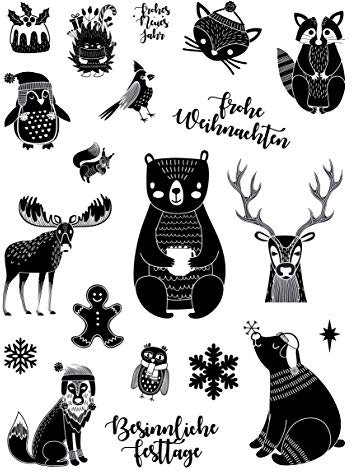 Stempelset Weihnachten - Weihnachtsstempel Set - 21 verschiedene Stempel - 21 Clear Stamps auf A5