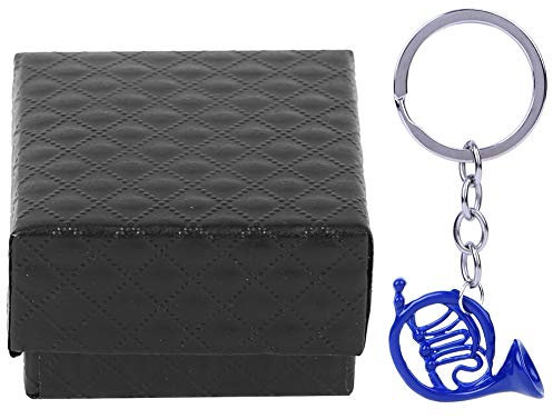 Zerodis Mini Blue French Horn Schlüsselbund Tasche Schlüsselring Charm Anhänger Schmuck Geschenk für Frauen Mädchen Tasche Handy Auto Anhänger(Blue)