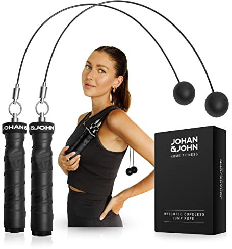 Johan & John Weighted Cordless Jump Rope for Women Men - Fitness Workout Set With Ergonomic Handles, Stainless Steel Adjustable Fastener