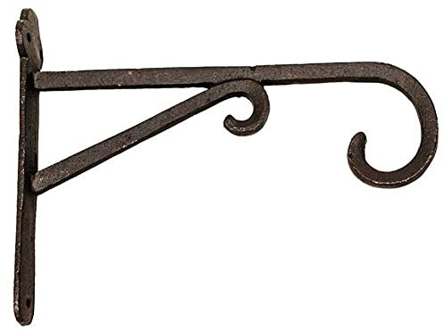 MACOSA VM081054 Wandhaken Blumenampel Metall schwarz Doppelhaken Antiklook Dekoration Landhausstil Haken für innen und aussen Dekohaken Eisen