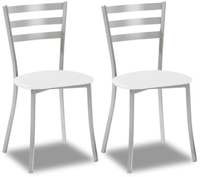 ASTIMESA SCRRBL Dos sillas de Cocina, Metal, Blanco, Altura de Asiento 45 cms
