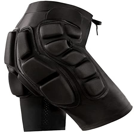 Relaxyee Protektorhose Herren Damen, 3D-Schutz Gepolsterte Kurze Hose für Snowboarding, Skaten und Skifahren, Eva Pad Protektor Hüftschutzausrüstung Shorts für Hüfte, Po und Steißbein, Schwarz, L