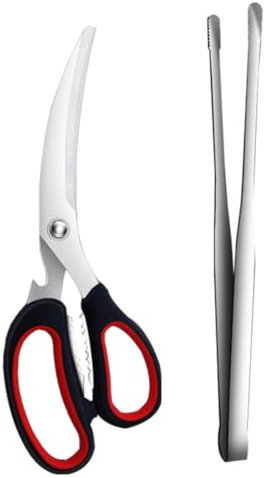 Korean Barbecue Schere Clip Set: BBQ Zangen Edelstahl Küche Kochen Pissa Schere Grill Zange Nicht- Slip Küche Kochen Grill Lebensmittel Zange Buffet Servierzange