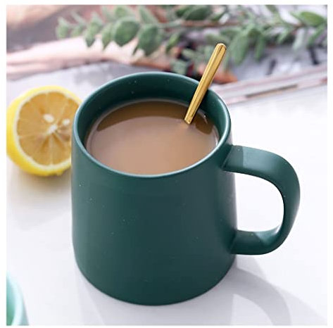 KUYWLMKMZZ Taza de café Reutilizable Taza de cerámica de café congelada Textura de té de Cacao Taza de Agua Taza con Cuchara (14.8 oz) Taza de Viaje (Color : B)