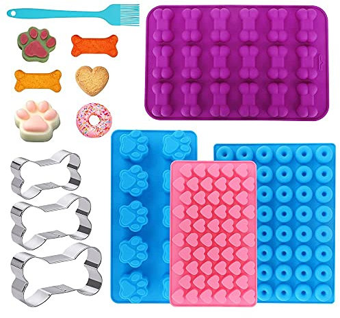 Yuragim Backmatte Hundekekse, Silikon Backmatte Hundeleckerli,8 Stück Hundekekse Backform Ausstechform Hundepfoten Silikonformen für Muffin Cupcake Süßigkeiten Hundekekse Backmatte Ostern Basteln