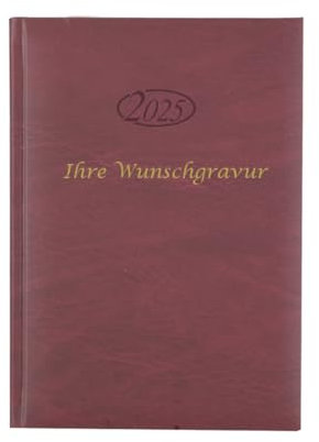 Buchkalender 2025 mit Gravur/Chefkalender/Farbe: bordeaux