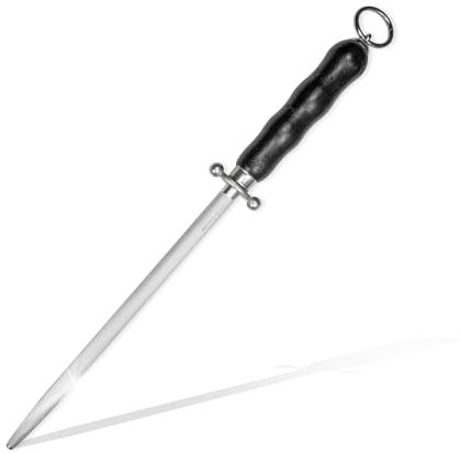 EIKASO Solingen Germany Wetzstahl rund mit Holzgriff 26cm Länge grob Profi Messerschärfer Messerschleifer geeignet für Küchenmesser Hobbyköche und Profiköche
