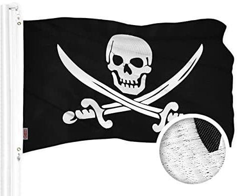 G128 Piraten-Flagge Jolly Roger Schwerter, 50,8 x 76,2 cm, ToughWeave-Serie, besticktes 300D-Polyester, Flagge, besticktes Design, für drinnen und draußen, Messingösen