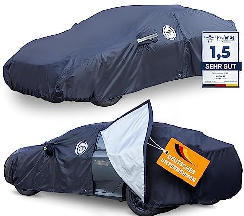 COSI CAR Autoabdeckung Wasserdicht [Passt zu jedem Fahrzeug] Abdeckplane Autogarage Vollgarage Autoplane für Frostschutz Auto Abdeckung Outdoor & Indoor | Jetzt Größe Wählen (Schwarz, 505*178*119)