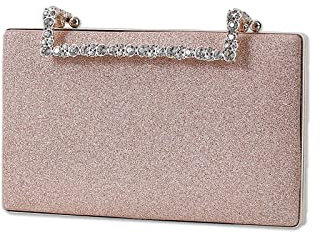 CORIOS Clutch Damen Glitzer Abendtasche Funkelnd Schultertasche Hochzeit Brautbörse Handtasche Glänzend Umhängetasche Cocktail Party Abschlussball Tasche für Frauen Roségold