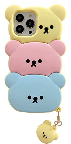 SGVAHY Case for iPhone 13 Cute Kawaii 3D Cartoon Candy Bear Soft Silicone Bumper Shockproof Cover Protective Case for Kids Girls