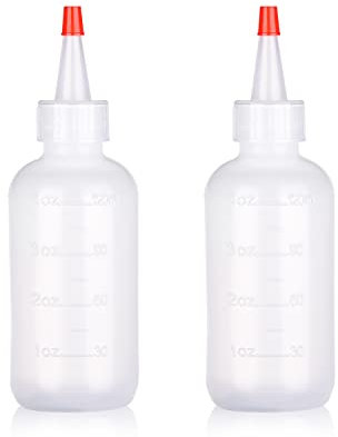 AOVNA 2 Pack Applicator Bottles with Tip Squeeze Plastic Graduated Bottles for Salon Hair Care (120ml), Red