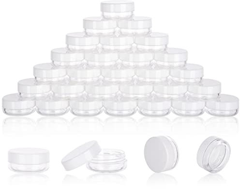 Probenbehälter mit Deckel, 3 g, 200 Stück, leere Lippenbalsam, Mini-Kosmetikbehälter, Make-up-Reisen mit Etiketten, Mini-Einwegspatel