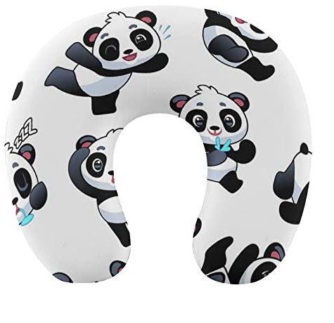 Panda mignon petits ours en bambou oreiller de voyage repose-nuque oreiller de soutien du cou en mousse à mémoire de forme accessoires de voyage oreiller confortable en forme de U pour avion voiture s