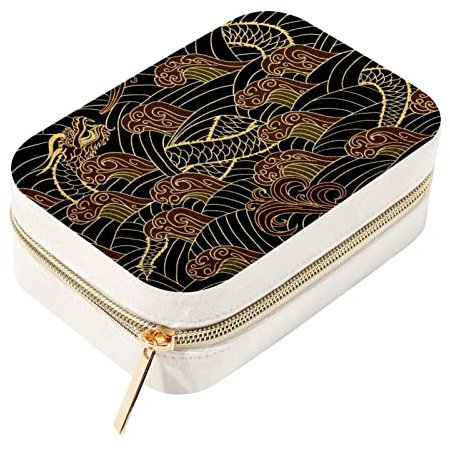 Reise-Schmuckschatulle, kleine Organizer, Aufbewahrungsboxen für Frauen und Mädchen, orientalisches traditionelles Drachen-Muster