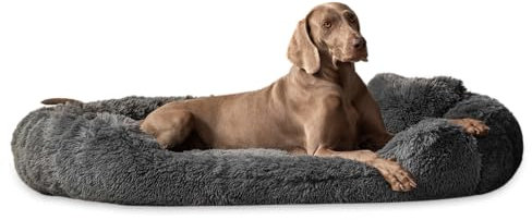 tierlando® Orthopädisches Hundebett Pamela Shaggy – kuschelig, flauschig, waschbar, herausnehmbar Langer Plüsch, Langflor Größe: 145x105cm | Farbe: 02 Graphit