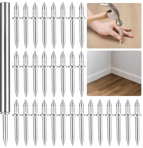 Double-Head Skirting Thread Seamless Nails, 100 Pcs Double Head Skirting Thread Seamless Nail, No Trace Skirting Board Nails, Double Headed Skirting Nails Hidden Nails for Furniture Home Decor