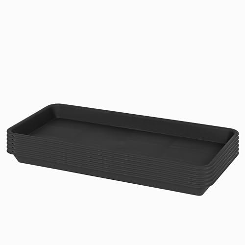 VUWEZ Pflanzschalen aus Kunststoff, rechteckig, 35,6 cm, für Innen- und Außenbereich, mit Tropfschutz, perfekt für Fensterbank oder Pflanzgefäße, 6 Stück (17,2 x 37,8 cm, schwarz)
