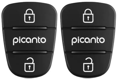 2 x Autoschlüssel-Gehäuse, Gummi-Pad für Kia Picanto, Schlüsselanhänger aus Gummi für Kia Picanto, Reparatur