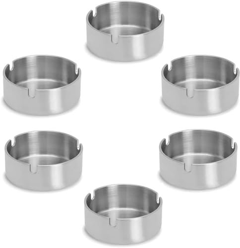 Aschenbecher Edelstahl, Aschenbecher, aschenbecher outdoor,Wird in Bars, Restaurants, Schlafzimmern, Drauße,Rund (6Pack)