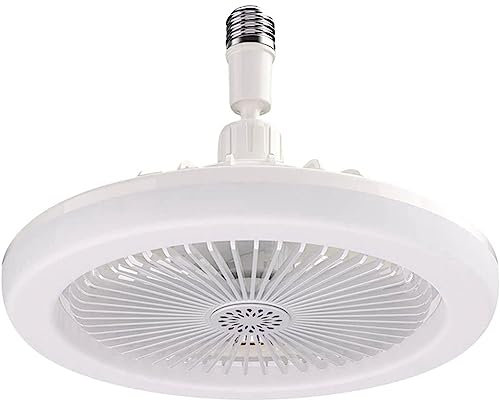 Schwamm E27 Ceiling Fan with Lights,Enclosed Low Fan Light,Hidden Electric Fan Gimbal Lamp Holder(White)