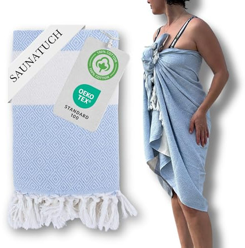 Hatchka Saunatuch Hamamtuch groß 100x180 - Saunakilt Damen, Saunatuch 100% Baumwolle, Saunahandtuch & Sauna Zubehör schnelltrocknend, Dünnes Strandtuch XXL, Badetuch, Beach Towel, Strandlaken
