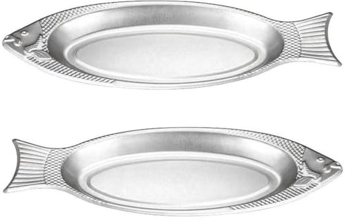 Lipfer 2 Piezas De Acero Inoxidable para Servir, Plato De Pescado, Bandejas De Comida, Plato De Pescado Vapor, Plato En Forma De Pescado, Bandeja De Almacenamiento para Aperitivos, para Hogar Y