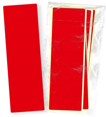 itenga 50x Ordneretiketten BREIT Ordnerrückenschild für BREITE Ordner vollflächig farbig I Ordnerschild selbstklebend aus Haftpapier 6x19cm (rot)