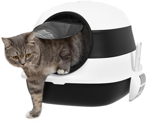 PawHut Foldable Cat Litter Tray Hooded Cat Litter Box w/High Side, Black