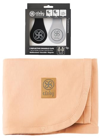 Cloby CBY-SET-PS-RBLA Set UV-Schutz-Decke Peachy Summer und reflektierende magnetische Clips schwarz