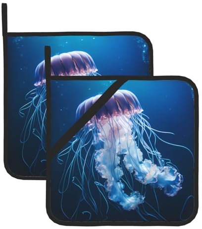 Medusa Quadratische Topflappen, hitzebeständig, 20,3 x 20,3 cm, hochwertige Stoffe, verbrühungssicher und leicht zu reinigen, 2 Stück