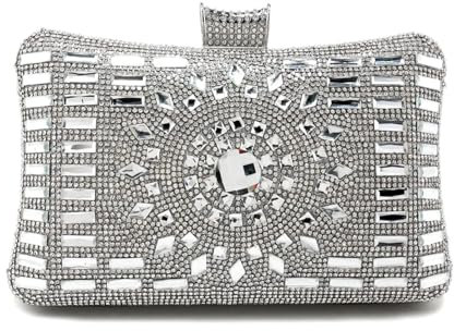 YUEZHAN Abendtasche Damen Clutch Mode Frauen Abend Taschen Acryl Frauen Party Hochzeits Handtaschen Mit Kette Geldbörse Ym1006Silver