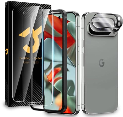 JZG 2+2 Piezas Protector Pantalla para Google Pixel 9 Pro XL + Protector de Lente de Cámara, Antihuellas, Sin Burbujas, Dureza 9H, Cristal Templado para Pixel 9 Pro XL