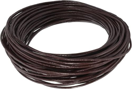 Cordon en cuir de vachette rond 1,5 mm x 3 m Marron Pour fabrication de bracelets, colliers, bijoux, loisirs créatifs