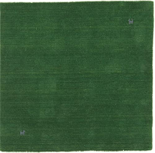 Nain Trading Loom Gabbeh Green 100x100 Modern Orientteppich Quadratisch Teppich Wolle Indien