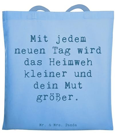 Mr. & Mrs. Panda Tragetasche Spruch Heimweh überwinden Mut - Geschenk, Stärke, Ermutigung, Geschenkideen, Hoffnung, Zuversicht, Strandtasche,