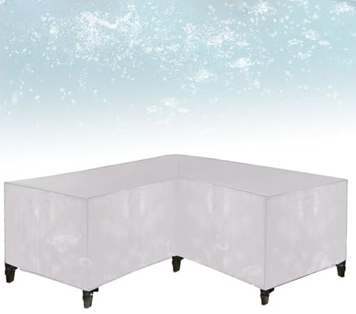 Strapazierfähige L-förmige Abdeckung für Terrassenmöbel, 300 x 300 x 98 cm, wasserdicht und langlebig, für den Außenbereich, Garten-Sofa-Abdeckung mit Lüftungsschlitzen, Eckcouch-Möbelabdeckung aus