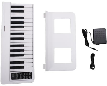 Vomeko 61 Key Folding Piano Keyboard, Full Size Rechargeable Clear Tones Folding Piano Keyboard,Foldable Electronic Keyboard Piano for Beginners, Kids, Adults (White)