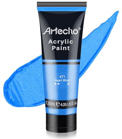Artecho Tubetti di vernice acrilica blu perla (120 ml), colori artistici per pittura su tela, roccia, pietra, legno, tessuto, forniture artistiche