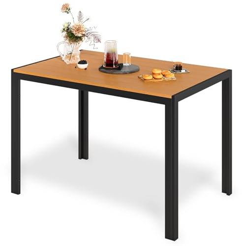 LIFERUN Gartentisch Aluminium, 110x70cm WPC Balkontisch Wetterfest, Rechteckiger Terrassentisch, Esstisch Outdoor, Hitze- und Wetterbeständig, rutschfest, Brettbreite 9cm, Braun