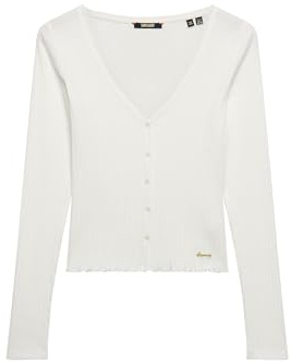 Superdry Damen Essential Langarmoberteil mit Knopfleiste Wollweiß 40