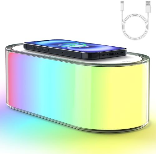 Wireless PD 15W Charging Table Bedside Lamp Desk Nightstand Touch Adjustable LED Nursery Night Light 4 Level Natural Lights& Color USB Type-C Port, Cordless Rechargeable Lamps for i-phone S-amsung