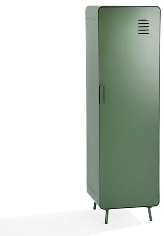 MEUBLE COSY Armario Dormitorio Aparador Auxiliar con Puerta y Estante Muebles de Salón Cocina Oficina Entrada, Metal, Industrial, Verde, 40x40x137cm