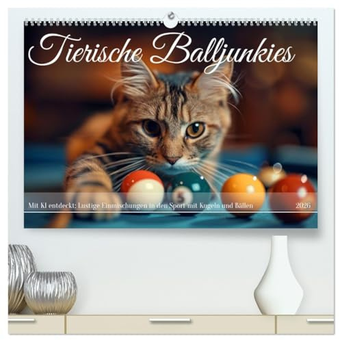 Tierische Balljunkies (hochwertiger Premium Wandkalender 2026 DIN A2 quer), Kunstdruck in Hochglanz: Ballsport und Tiere zusammen, das garantiert eine lustige Zeit (CALVENDO Spass)