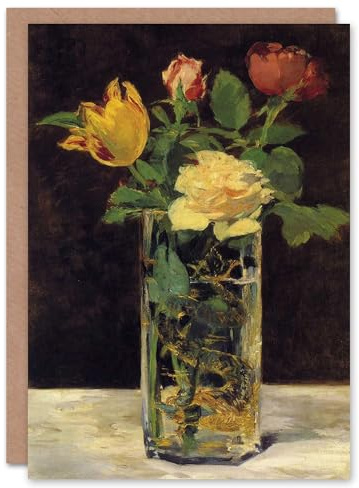 Artery8 Edouard Manet Art Card Roses and Tulips in Vase