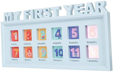 ERINGOGO Bilderrahmen Monate Fotorahmen für Erinnerungen Design zur Dokumentation Wachstums Ihres Junge Mädchen für Babyparty Persönliche