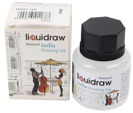 Liquidraw Weiße Zeichentinte, 35 ml, unverzichtbarer Künstlerbedarf, ungiftig, wasserdicht, lichtecht und permanent, geeignet für Stifte und Pinsel, Verwendung auf Papier, Leinwand, Stoff und Holz